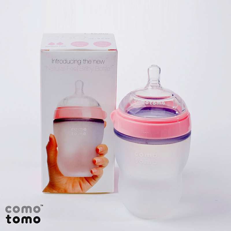 Comotomo 美国可么多么医用硅胶奶瓶 粉色独立装 250ml 3-6个月 海外本土原版