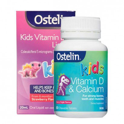 【2件】Ostelin 澳洲奥斯特林儿童维D滴剂草莓味20ml+儿童维生素D+钙咀嚼片50粒 海外本土原版