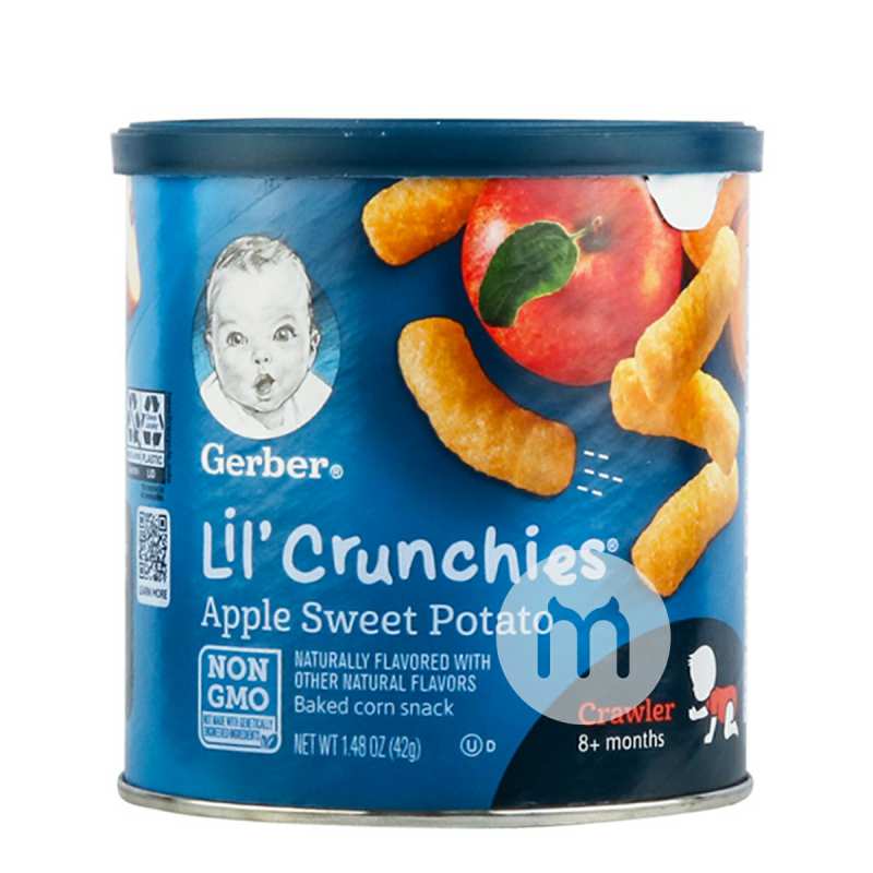 gerber 美国嘉宝婴幼儿辅食手指泡芙苹果甜薯味三段8个月以上42g 海外