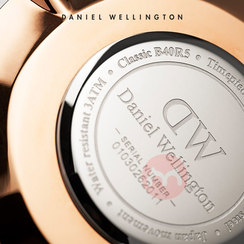 Daniel Wellington 丹尼尔惠灵顿40mm皮带轻奢大表盘石英Bristol男士手表