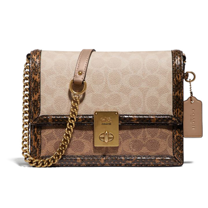 coach 美国蔻驰蛇纹印花单肩包 老花拼蛇皮 海外本土原版