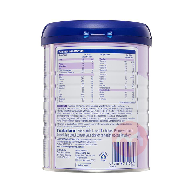 Novalac ���ޱ����ַ�����Ӥ���̷�0-12���� 800g ���ޱ���ԭ��