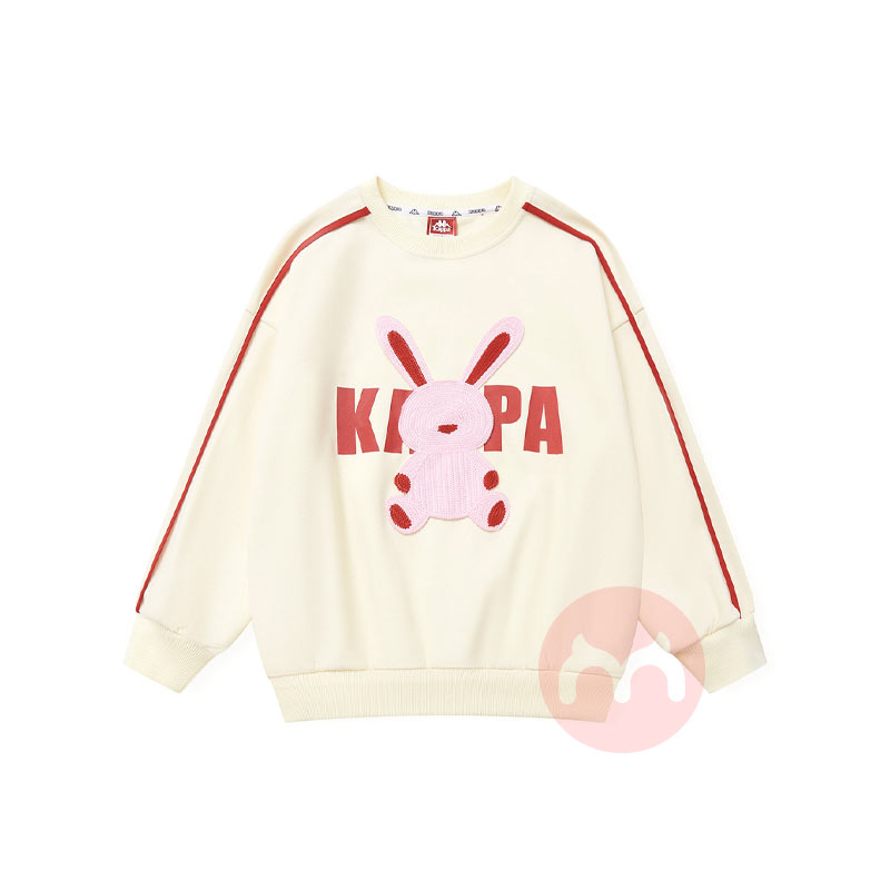 Kappa Kids 卡帕童装女童宽松百搭休闲卫衣米色