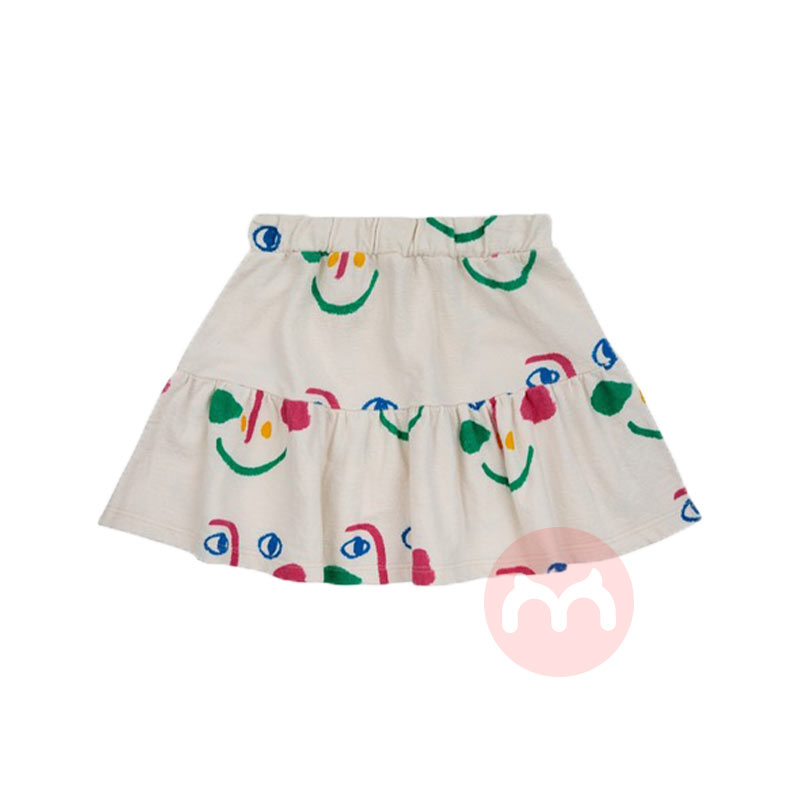 BOBO CHOSES 西班牙BOBO CHOSES 儿童微笑面具遍布裙子 米白色 海外本土原版