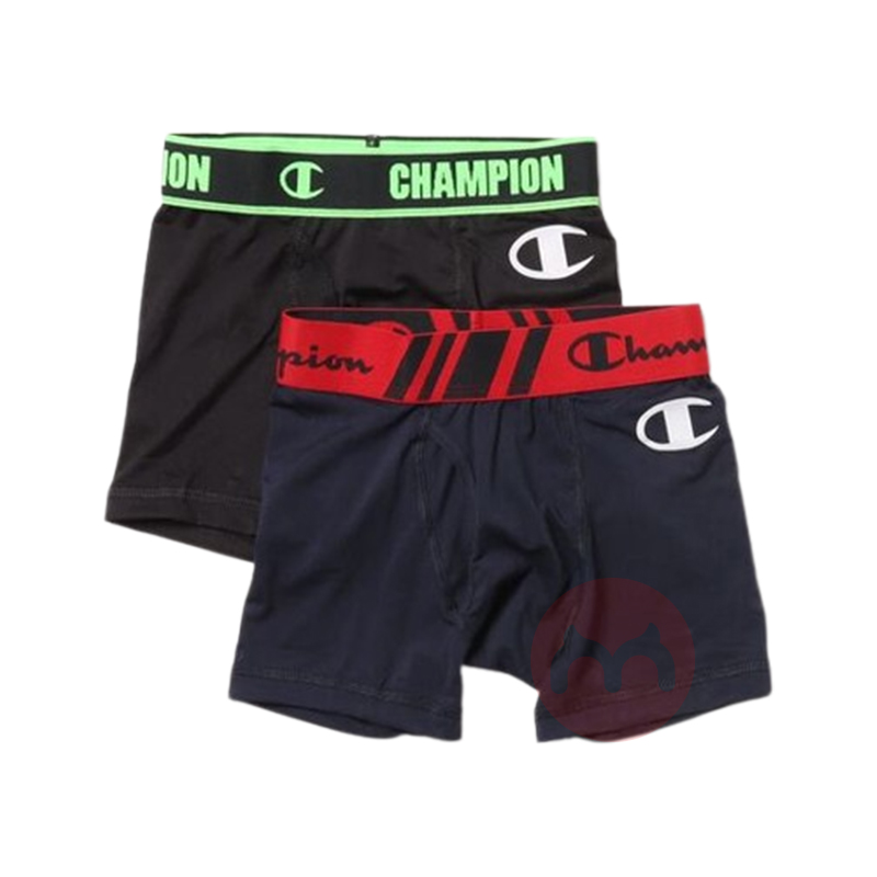 Champion 美国冠军儿童绿色x红色平角内裤2件套 海外本土原版