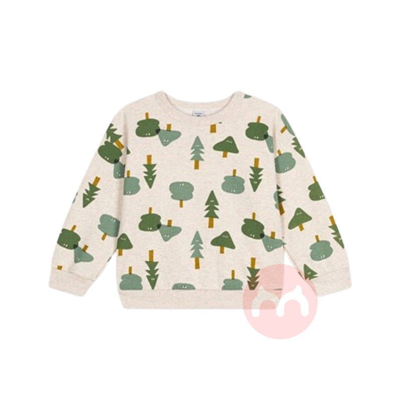 PETIT BATEAU 法国小帆船儿童大版树木印花长袖套头衫 海外本土原版