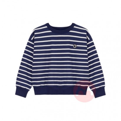 PETIT BATEAU 法国小帆船儿童宽边条纹长袖套头衫 海外本土原...