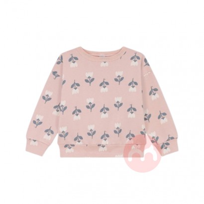 PETIT BATEAU 法国小帆船儿童淡粉色郁金香印花卫衣 海外本土...