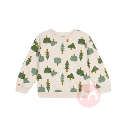 PETIT BATEAU 法国小帆船儿童大版树木印花长袖套头衫 海外本...