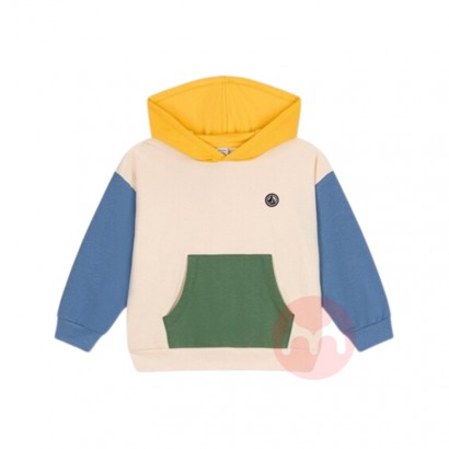 PETIT BATEAU 法国小帆船儿童大版拼色色块连帽卫衣 海外本土...
