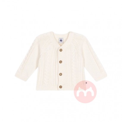 PETIT BATEAU 法国小帆船儿童小版木纹扣子绞花针织开衫 海外...