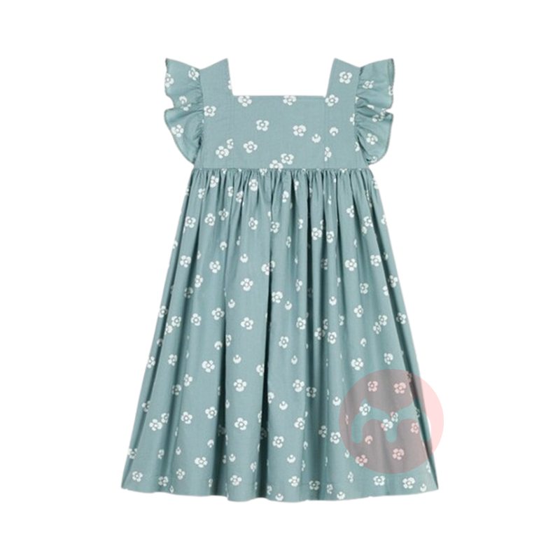 PETIT BATEAU 法国小帆船儿童大版清爽花纹荷叶边袖子连衣裙 海外本土原版