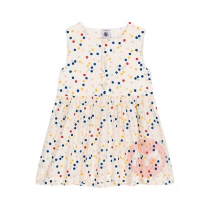 PETIT BATEAU 法国小帆船儿童小版彩色波点无袖连衣裙 海外本...