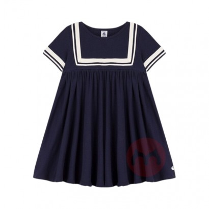 PETIT BATEAU 法国小帆船儿童大版海军款短袖连衣裙 海外本土...