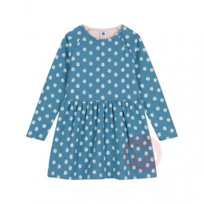 PETIT BATEAU 法国小帆船儿童中款绗缝满铺花卉印花长袖连衣裙...