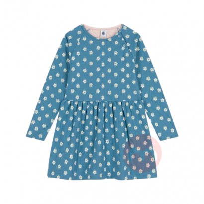 PETIT BATEAU 法国小帆船儿童大版绗缝满铺花卉印花长袖连衣裙...
