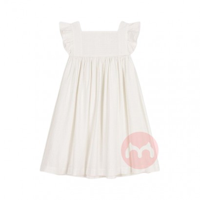 PETIT BATEAU 法国小帆船儿童大版高质量棉制荷叶边褶皱连衣裙...