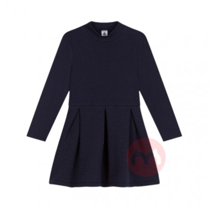 PETIT BATEAU 法国小帆船儿童中款绗缝心形腰部褶皱长袖连衣裙...