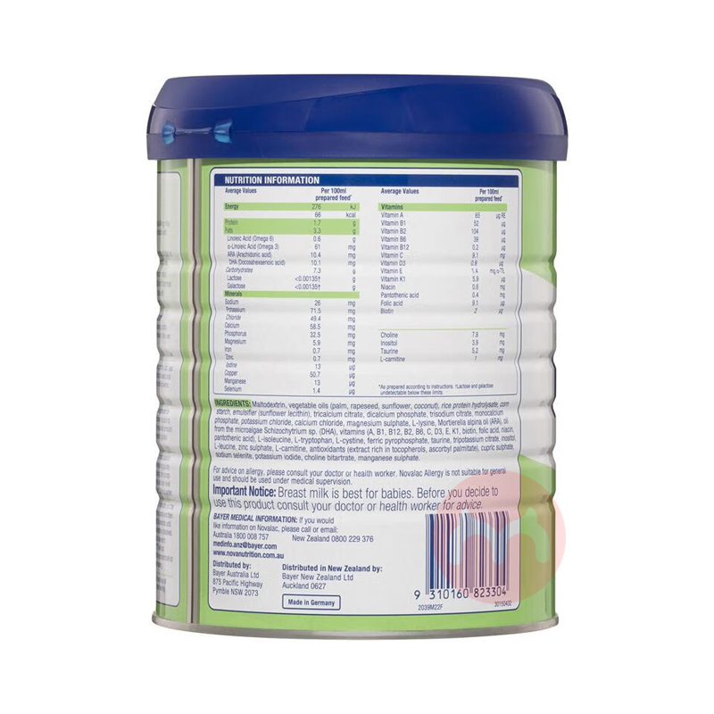 Novalac ޱAllergy׵ˮӤ׶̷ 0-12 800g ޱԭ