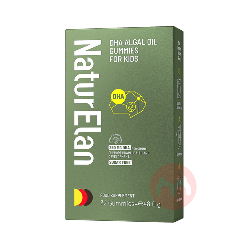 NaturElan 德国呐兔叶黄素儿童DHA藻油布丁无糖版 32粒 海外本土原版