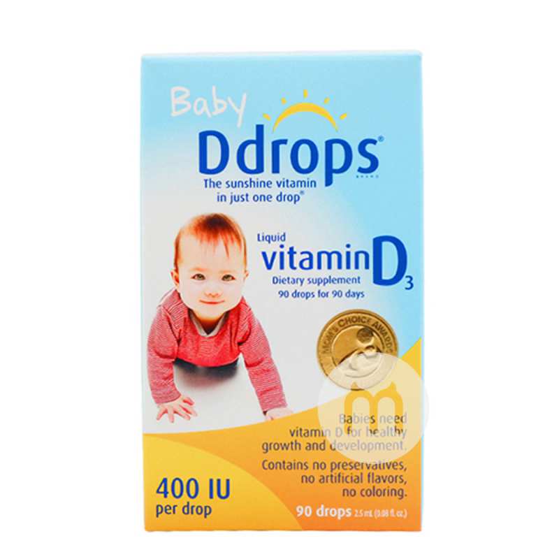 【赠体验装】Ddrops 美国Ddrops维生素D3宝宝补钙滴剂 海外本土原版
