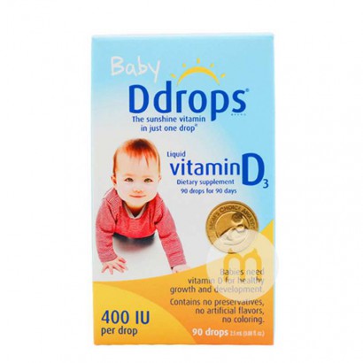 【赠体验装】Ddrops 美国Ddrops维生素D3宝宝补钙滴剂 海外...