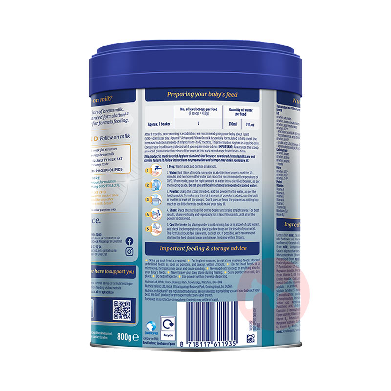 Aptamil Ӣ׽Ӥ׶̷2 6-12 800g Ӣԭ