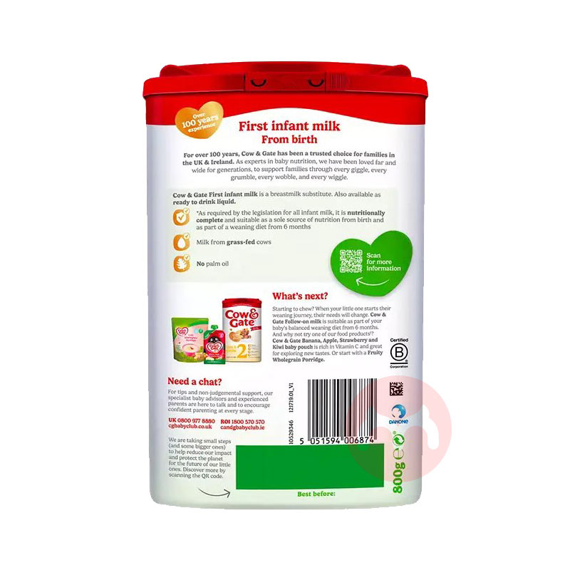 Cow&Gate Ӣ��ţ��Ӥ�׶��̷�1�� 0�������� 800g Ӣ������ԭ��