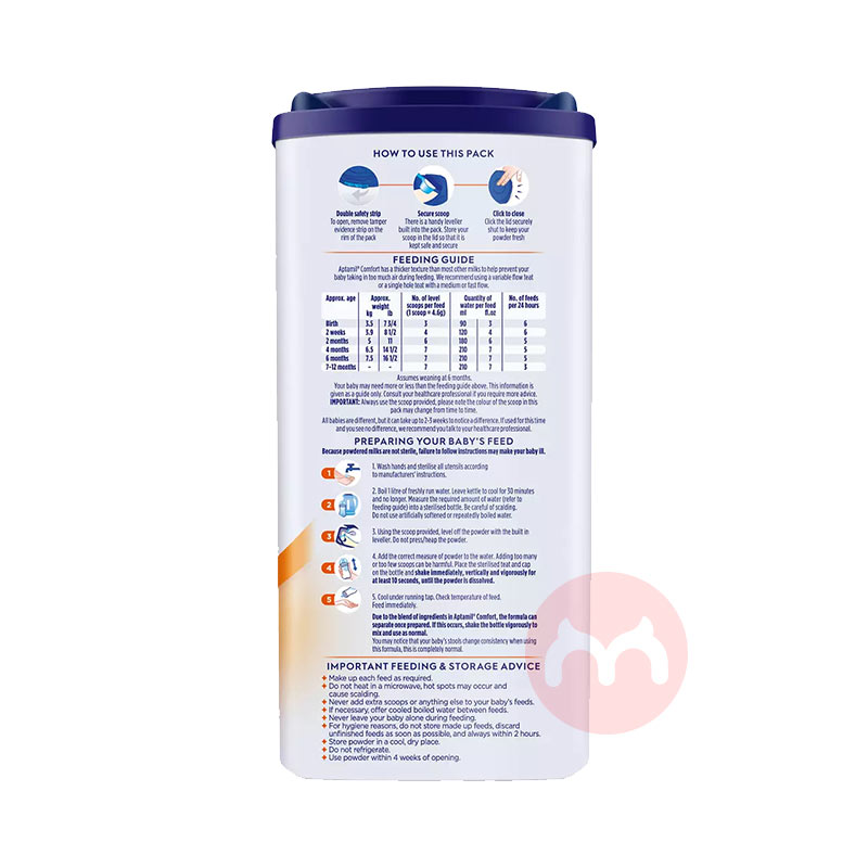 Aptamil Ӣ��������comfort�ʶȰ�ˮ��Ӥ�׶��̷�0-12���� 800g Ӣ������ԭ��