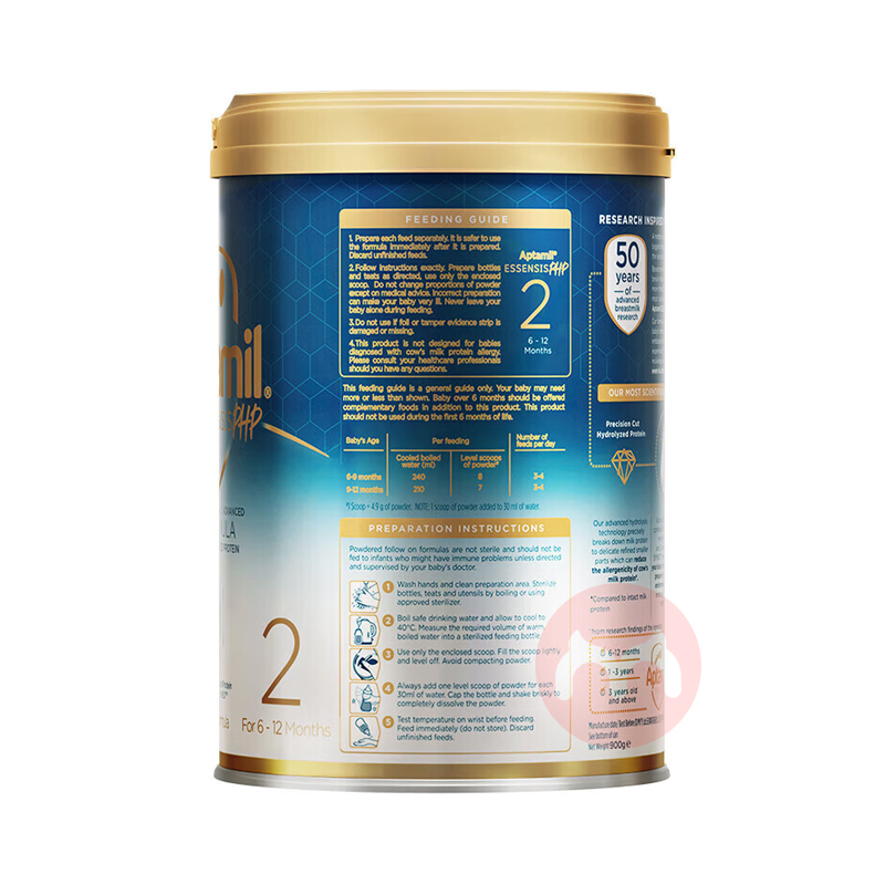 ����ʱ���֡�Aptamil ������ESSENSIS�����漣�׹��ʶ�ˮ�⵰��������Ӥ�׶��̷�2�� 900g 6-12����