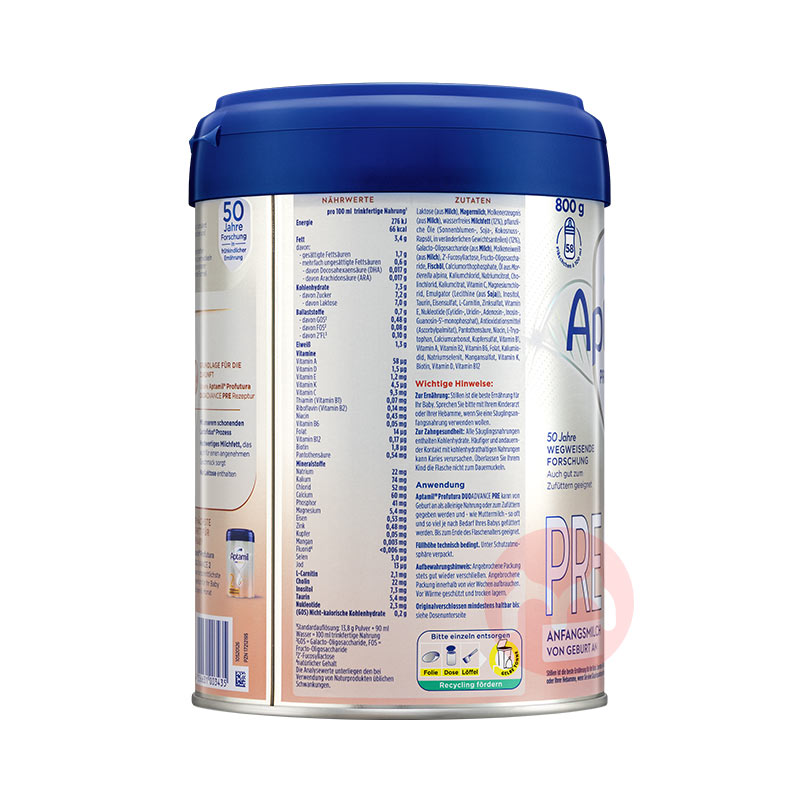 ����΢ĥ��Aptamil �¹��������׽��˫��HMOӤ�׶��̷�pre�� 0-6���� 800g �¹�����ԭ��