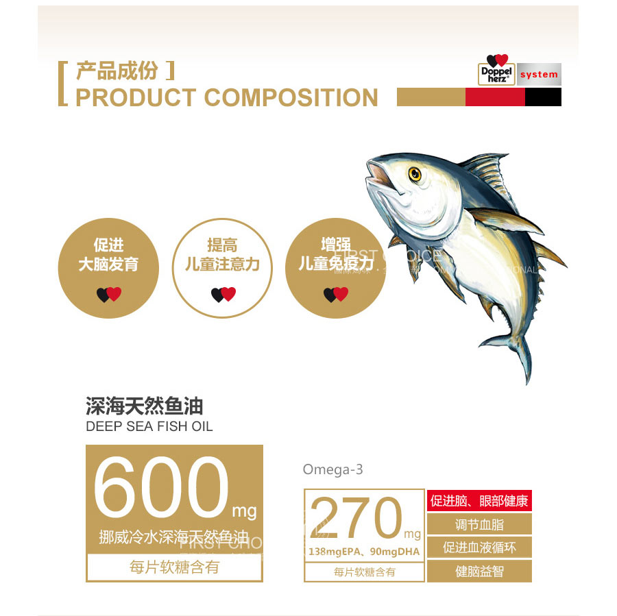 Doppelherz �¹�˫��Systemϵ�ж�ͯ�����DHA�׽�Ƭ ���Ȿ��ԭ�棨2���Ż��ײͣ�